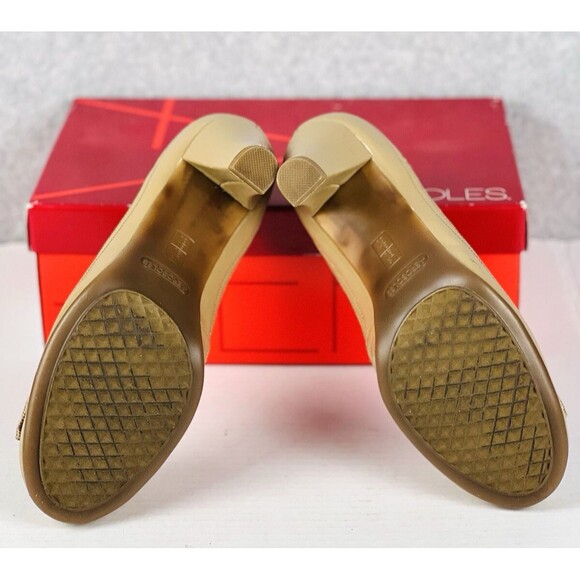 Aerosoles Bentwood Shoes Womens 8.5M Tan Lizard Bowtie Open Toe Heels Workwear - Picture 9 of 12